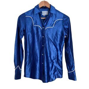 Women's - Rockmount Ranch Wear Blue Satin Western Button Down Shirt